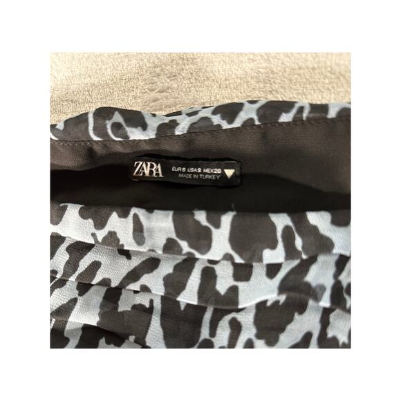 Zara Chiffon Blue Leopard Print Top – Size S - Picture 4 of 6
